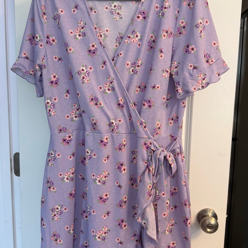 Floral Wrap Dress in Lavender